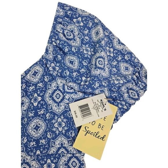 Live to Be Spoiled Kohl's ~Juniors Size L~ Blue Dedallion Mini Dress Unlined NWT - Picture 10 of 16